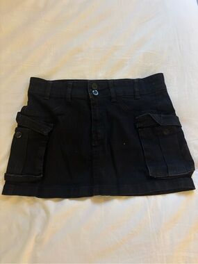 Black Cargo Pocket Mini Skirt - Women